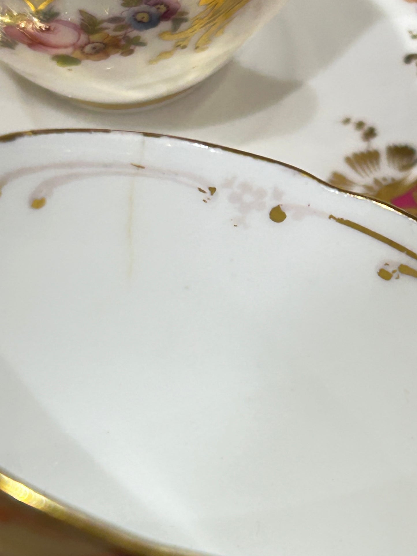 English Victorian China Tea Set – 6 Cups & Saucers, Gilded, Antique