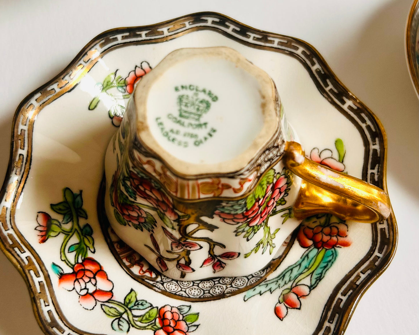 Coalport “Indian Tree” Demitasse Coffee Cup & Saucer (c. 1895–1920)