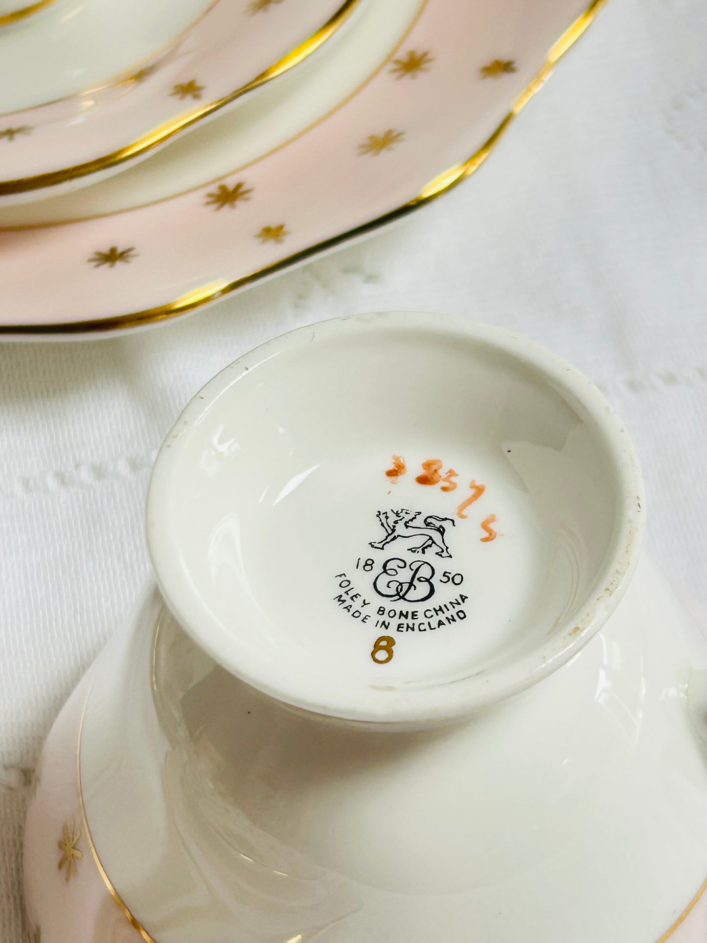 Foley Vintage Pink Tea Set | Floral Chintz Bone China with Gold Star Detail