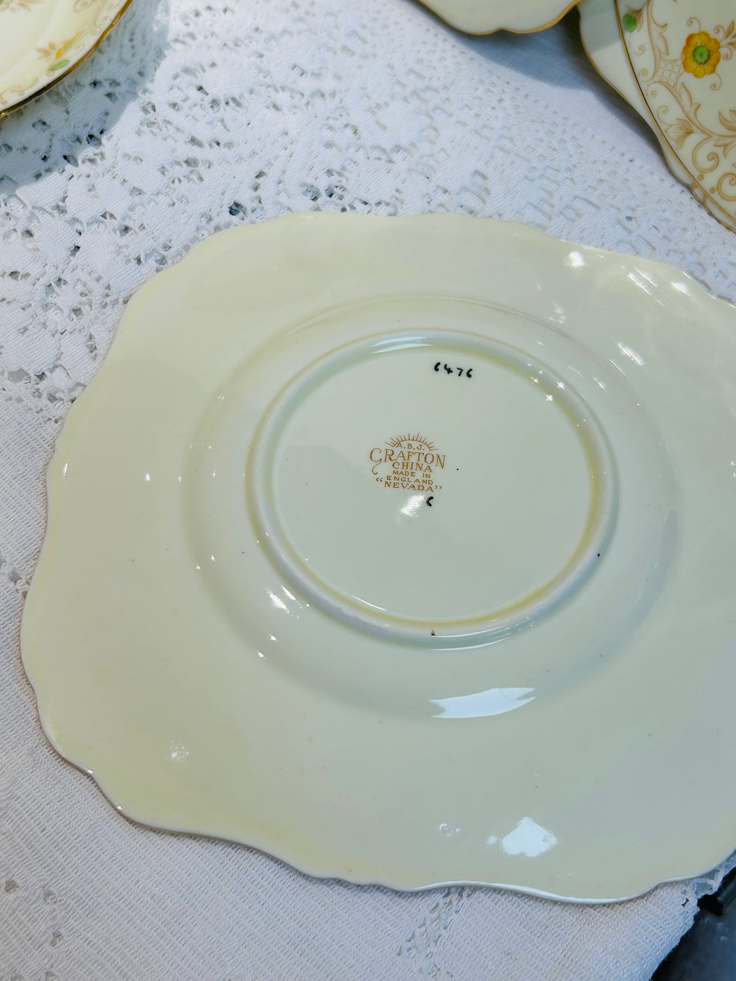 Mismatched vintage yellow tea set, perfect for an afternoon tea. Includes beautiful pieces by Tuscan and Royal Grafton China