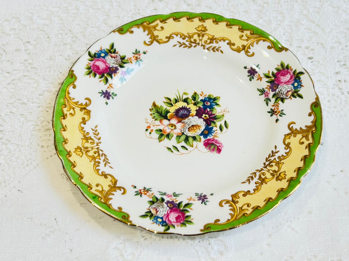 Vintage Bone China Tea /Side Plate – Green