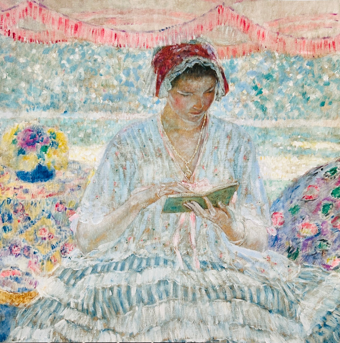 Frederick Carl Frieseke Vintage Wall Art Print – Woman Reading – Soft Impressionist Home Decor