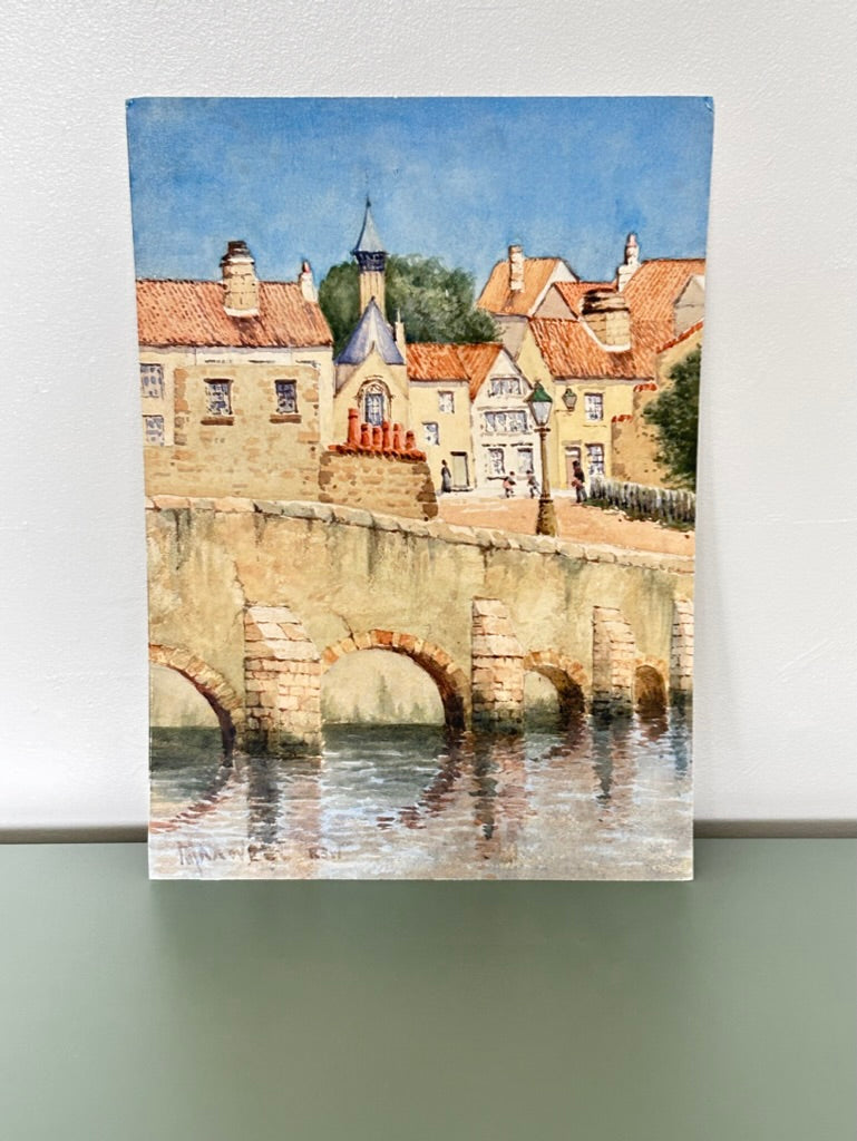 Vendu - Aquarelle originale Village français - Signée