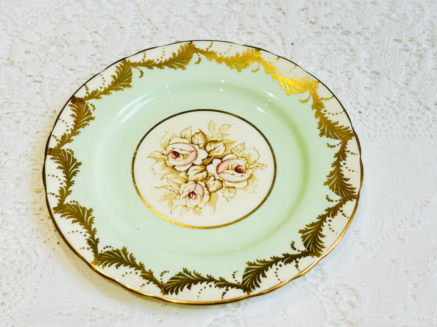 Vintage Bone China Tea /Side Plate – Green