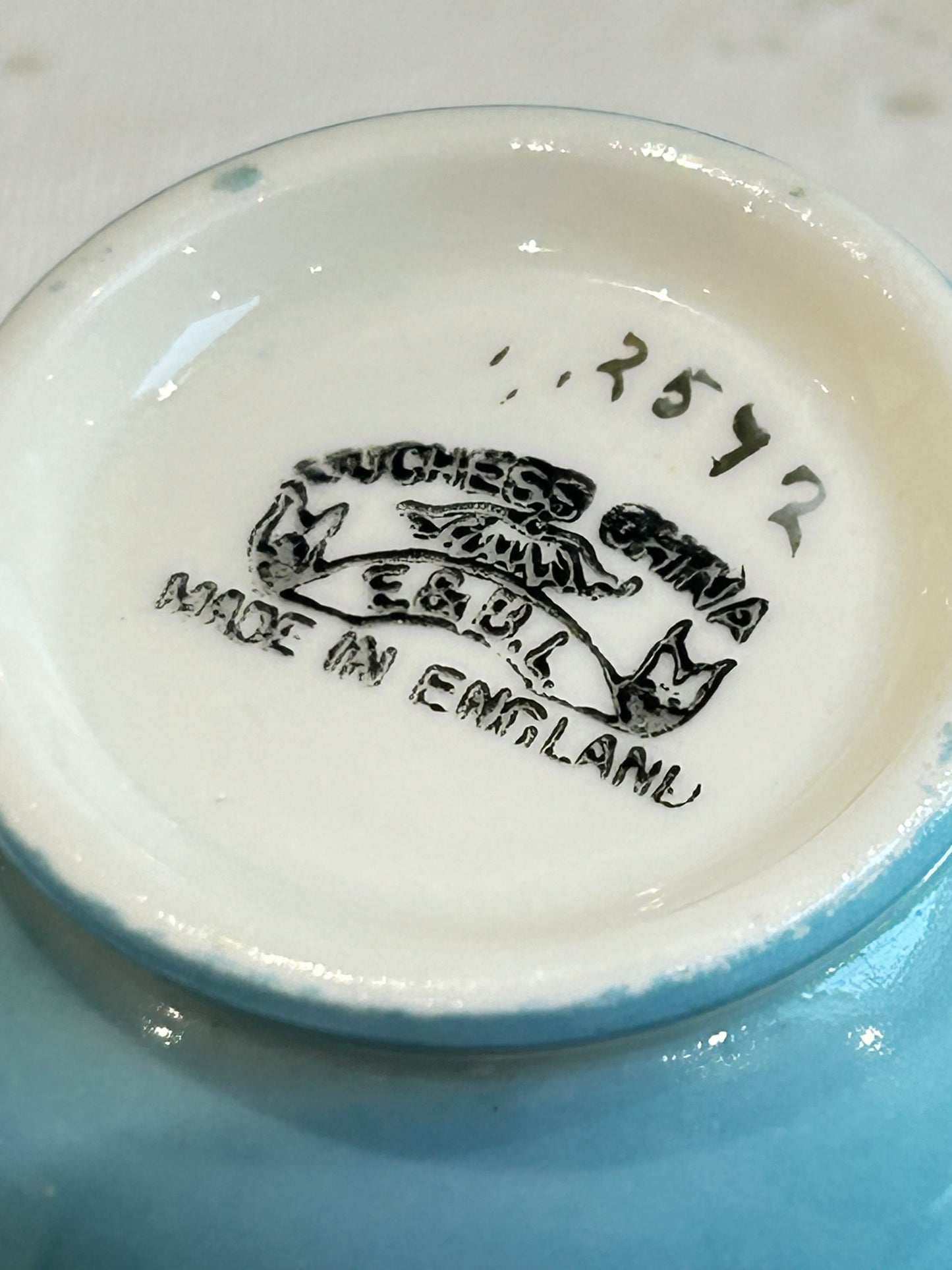 Service à thé vintage bleu canard Duchess