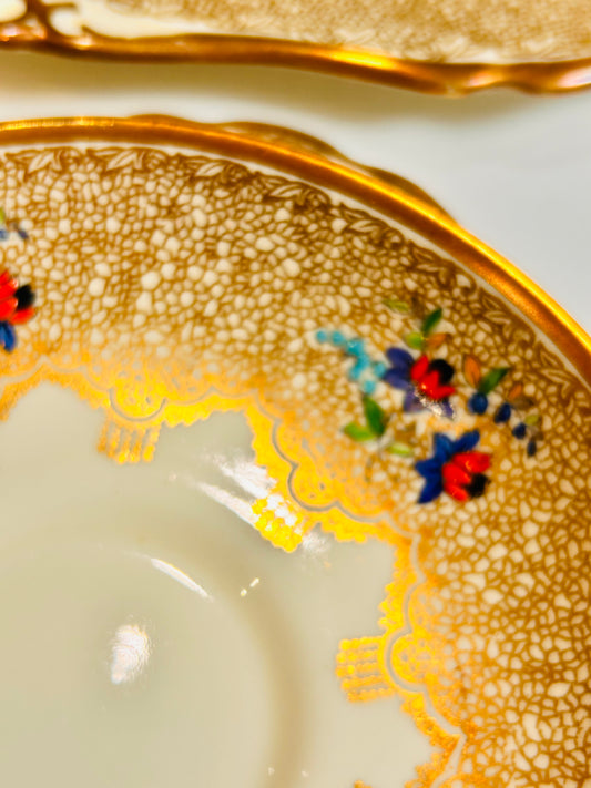 Tuscan English Bone China Teacup Saucer Trio Set – 1930s Art Deco - Gold