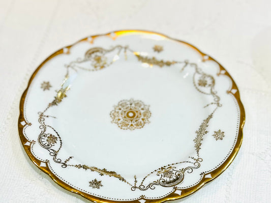 Ensemble tasse à thé et soucoupe vintage Hammersley China blanc et or