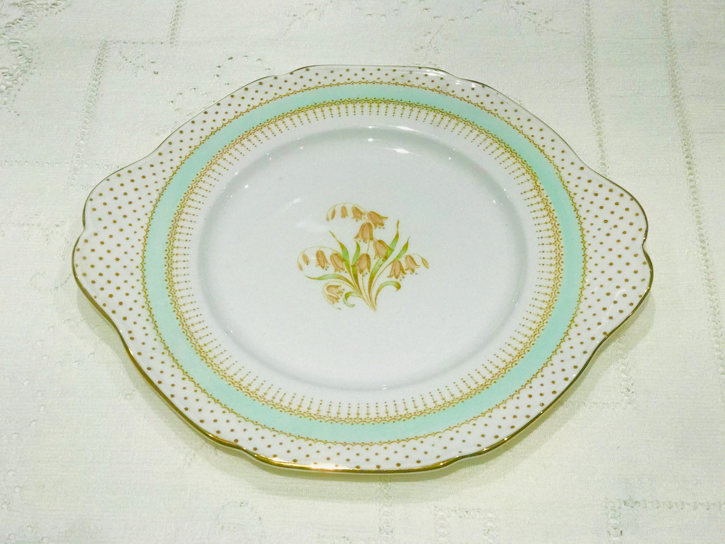 Paragon China Tea Set - Cake Plate - Serving Plate polka dots green