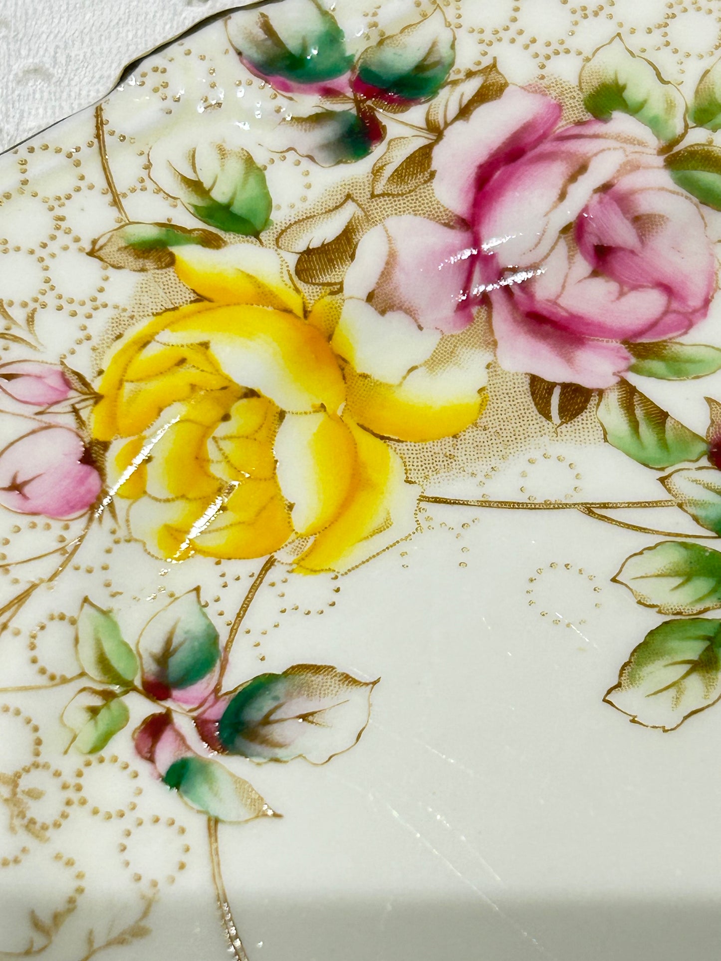 Paragon China - Vintage Pink & Yellow Rose Porcelain Tea Set – Gold Trimmed Cup, Saucer & Plate