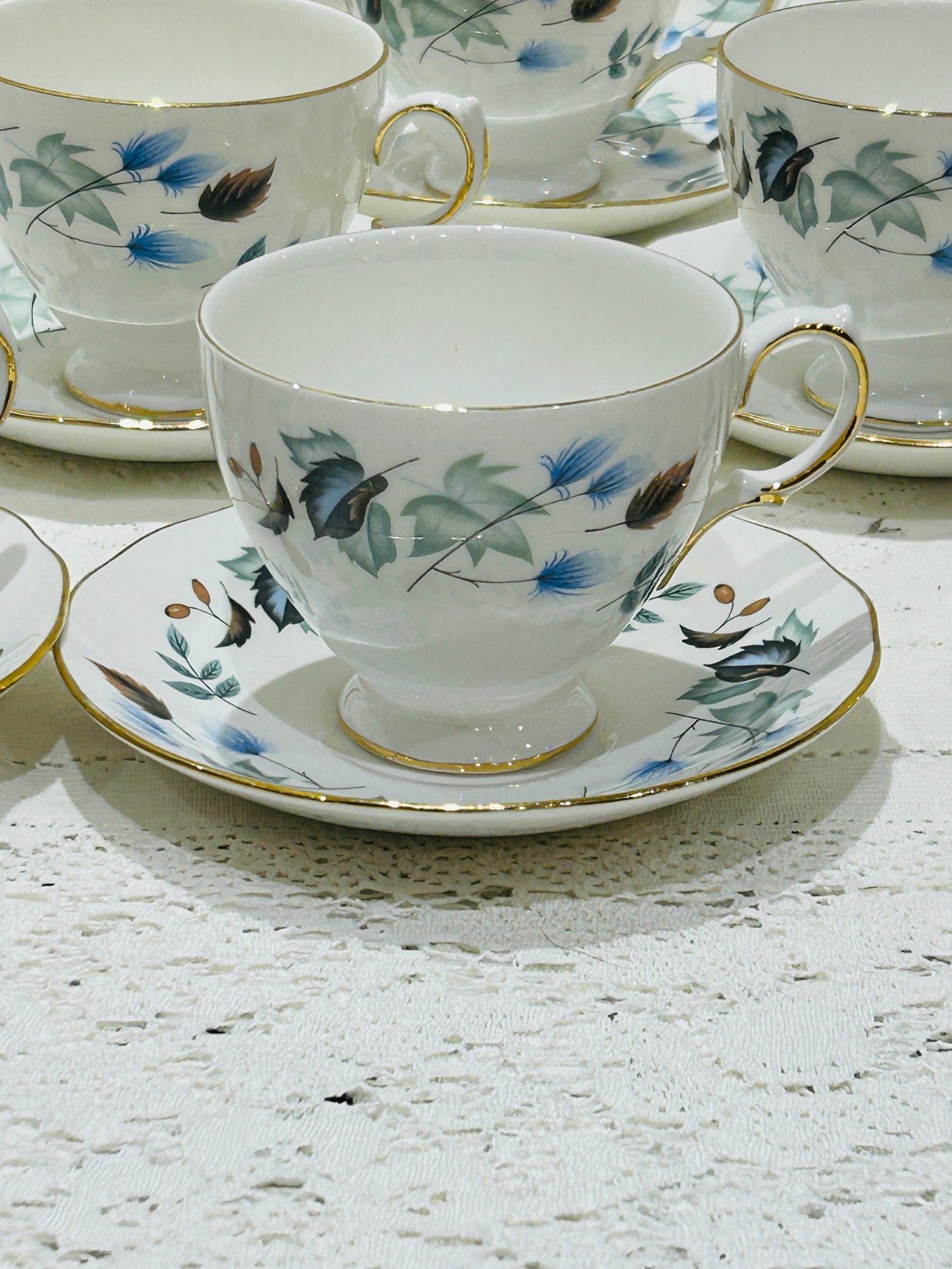 Colclough China Vintage Tea Set – Blue Floral Design & Gold Trim, Made in England