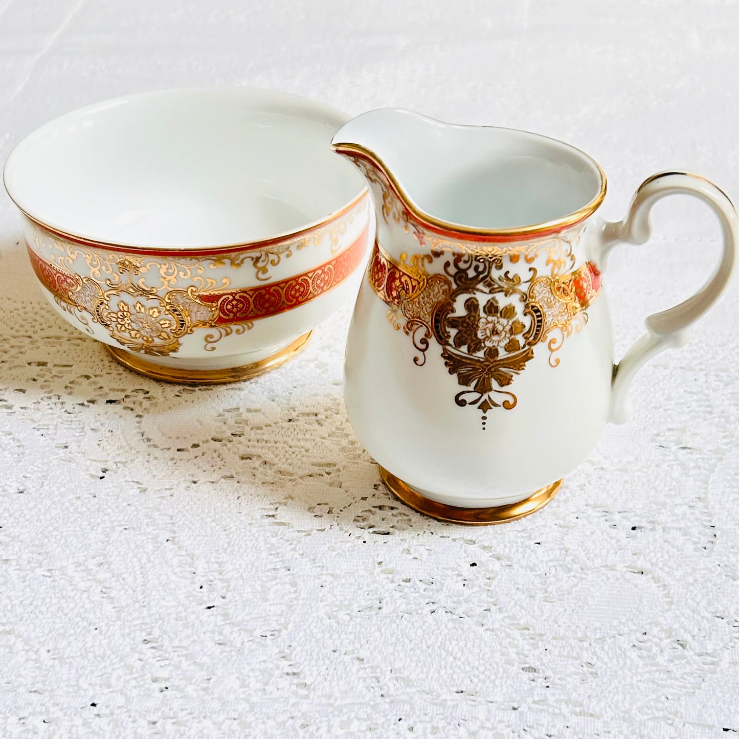 Ensemble pot à lait et sucrier Meito Japan