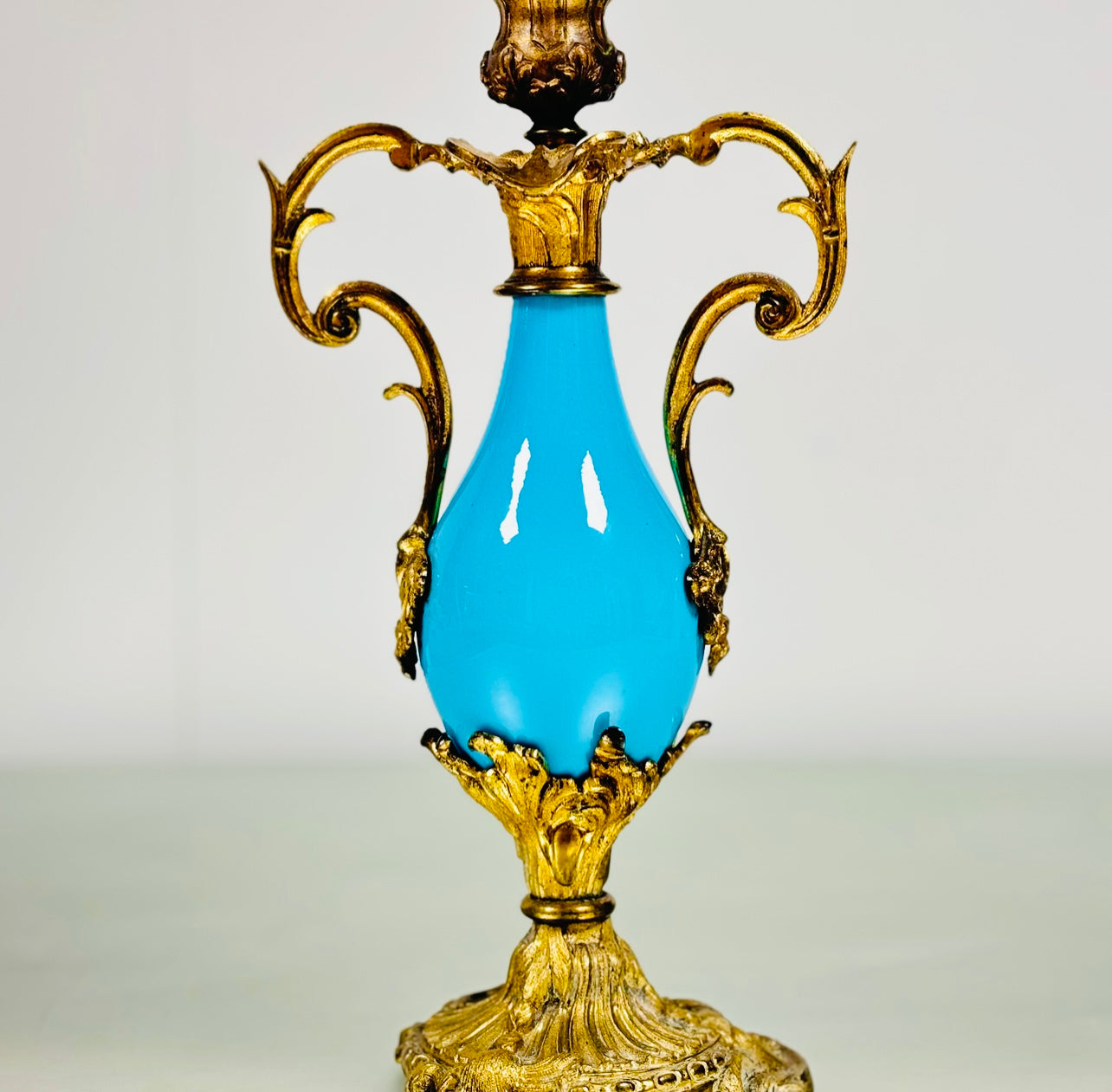 Antique French Candelabrum - Turquoise & Gilt - Louis XV
