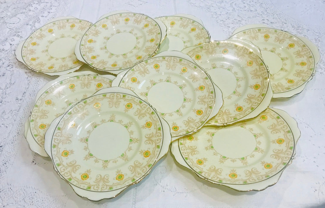 Grafton China Green & Yellow Vintage Springtime Tea Set “Nevada” pattern