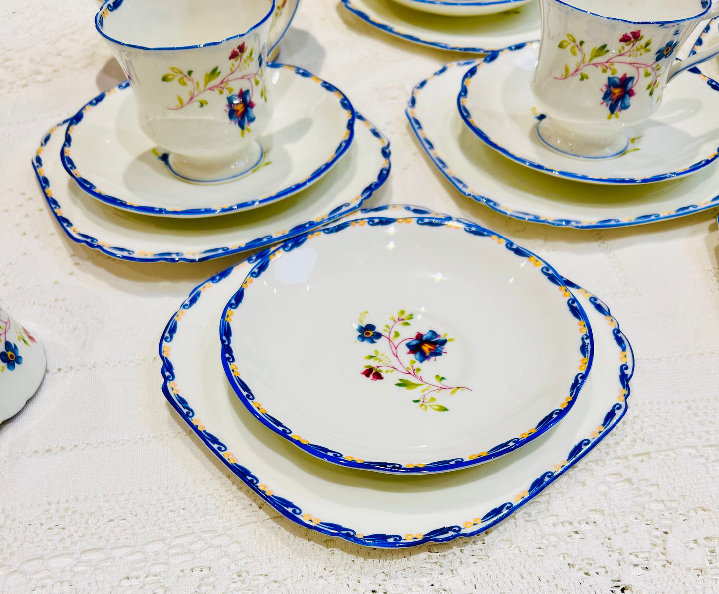 Paragon Blue Harebell Teacups & Saucers