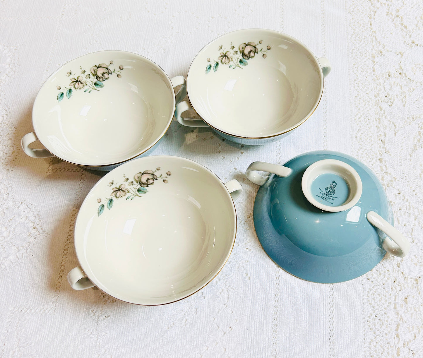 4 Royal Doulton “Rose Elegans” Soup Bowl & Saucer Sets - TC1010