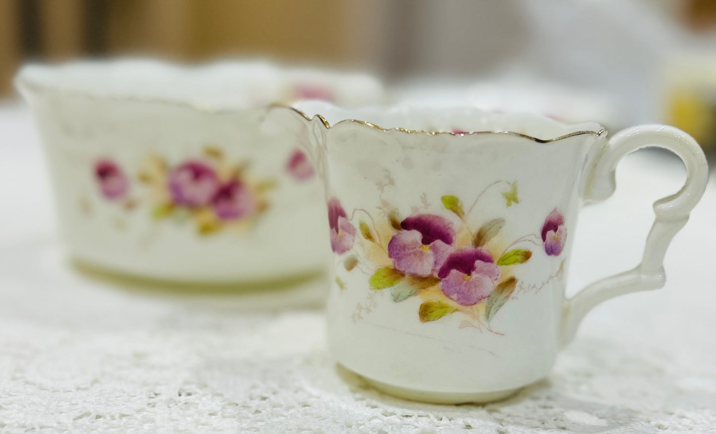 Victorian Purple Flower Tea Set by C B England