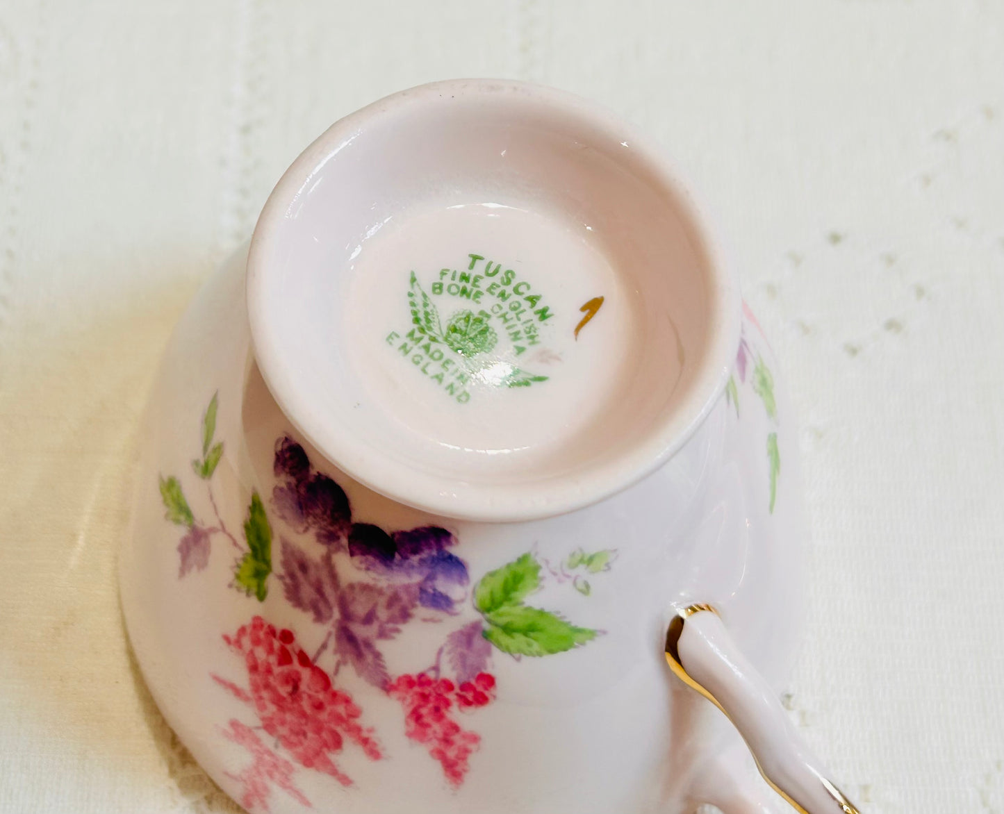 Vintage Pink Tuscan Bone China Teacup Trio Tea set Floral 1960’s