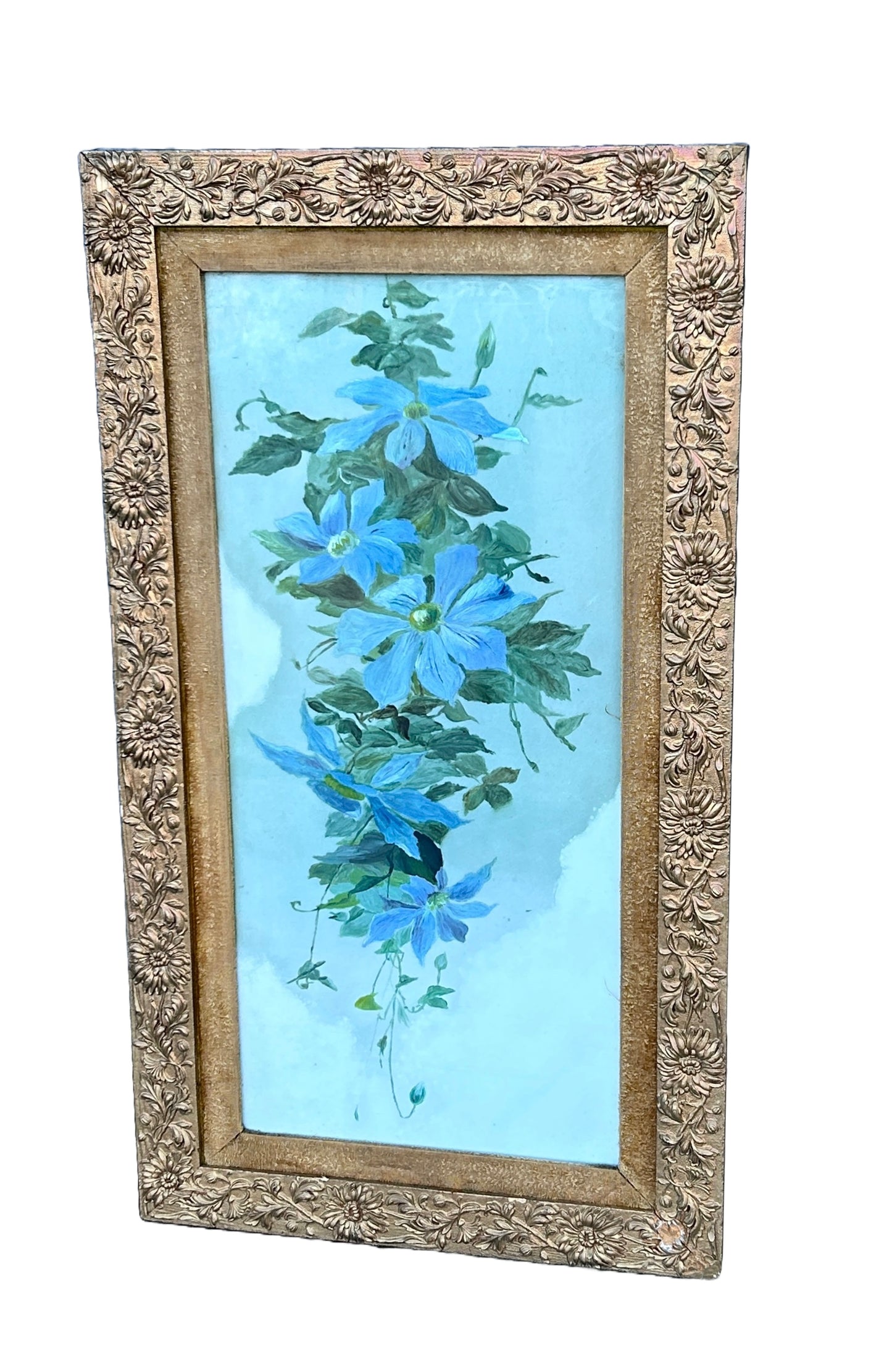 Vendu - Peinture sur verre au lait encadrée - 82 x 46 cm