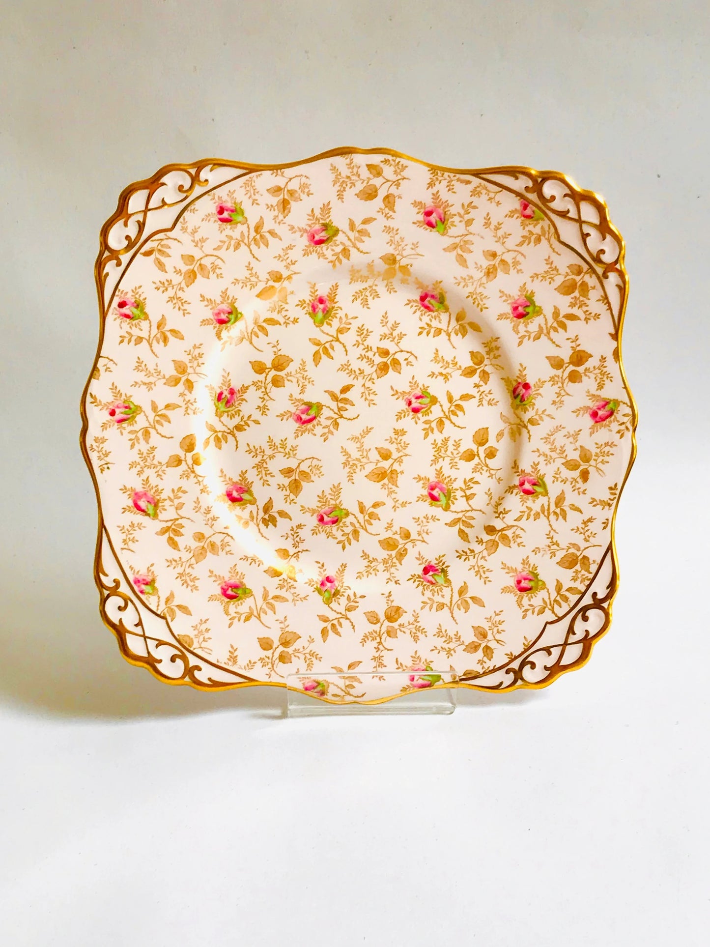 Service à thé en porcelaine toscane vintage avec roses roses, pour le thé de l'après-midi, en porcelaine d'Angleterre