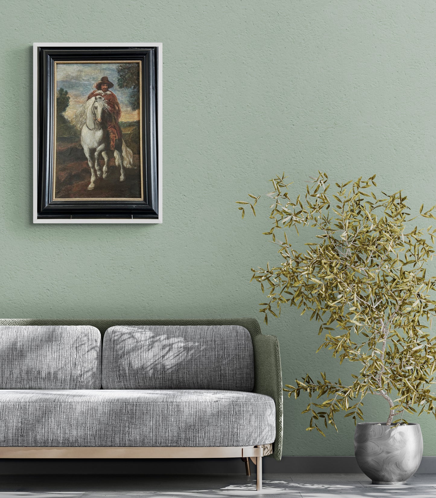 SOLD - Antique Oil Painting - White Horse