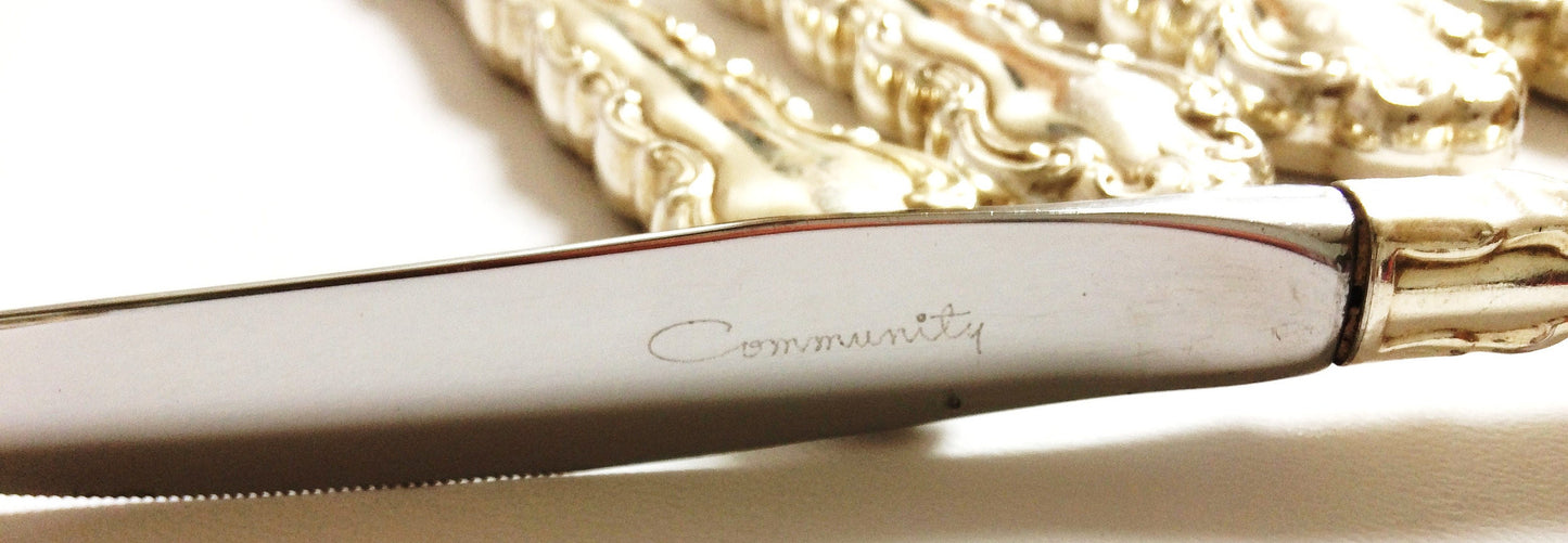 8 Starter/Salad Knives Community Mansion House Oneida Silver Service Cutlery Traditional Quality Stainless Steel Silver Plate Stamped