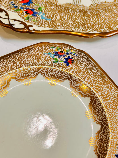 Tuscan English Bone China Teacup Saucer Trio Set – 1930s Art Deco - Gold