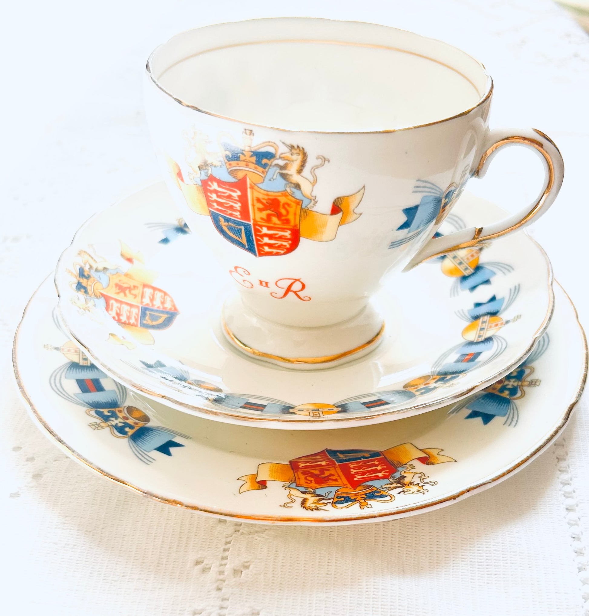 Queen Elizabeth Vintage English China Teacup & Saucer Set by Foley China 