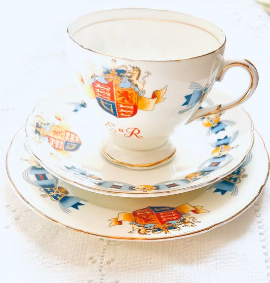 Queen Elizabeth Vintage English China Teacup & Saucer Set by Foley China 