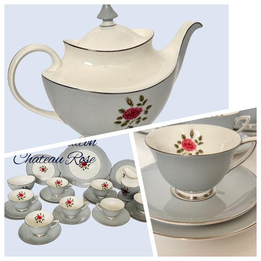 Royal Doulton Chateau Rose Tea set Replacements
Royal Doulton Fine Bone China “Chateau Rose” Tea Set. Elevate your tea experience with the timeless elegance from Royal Doulton