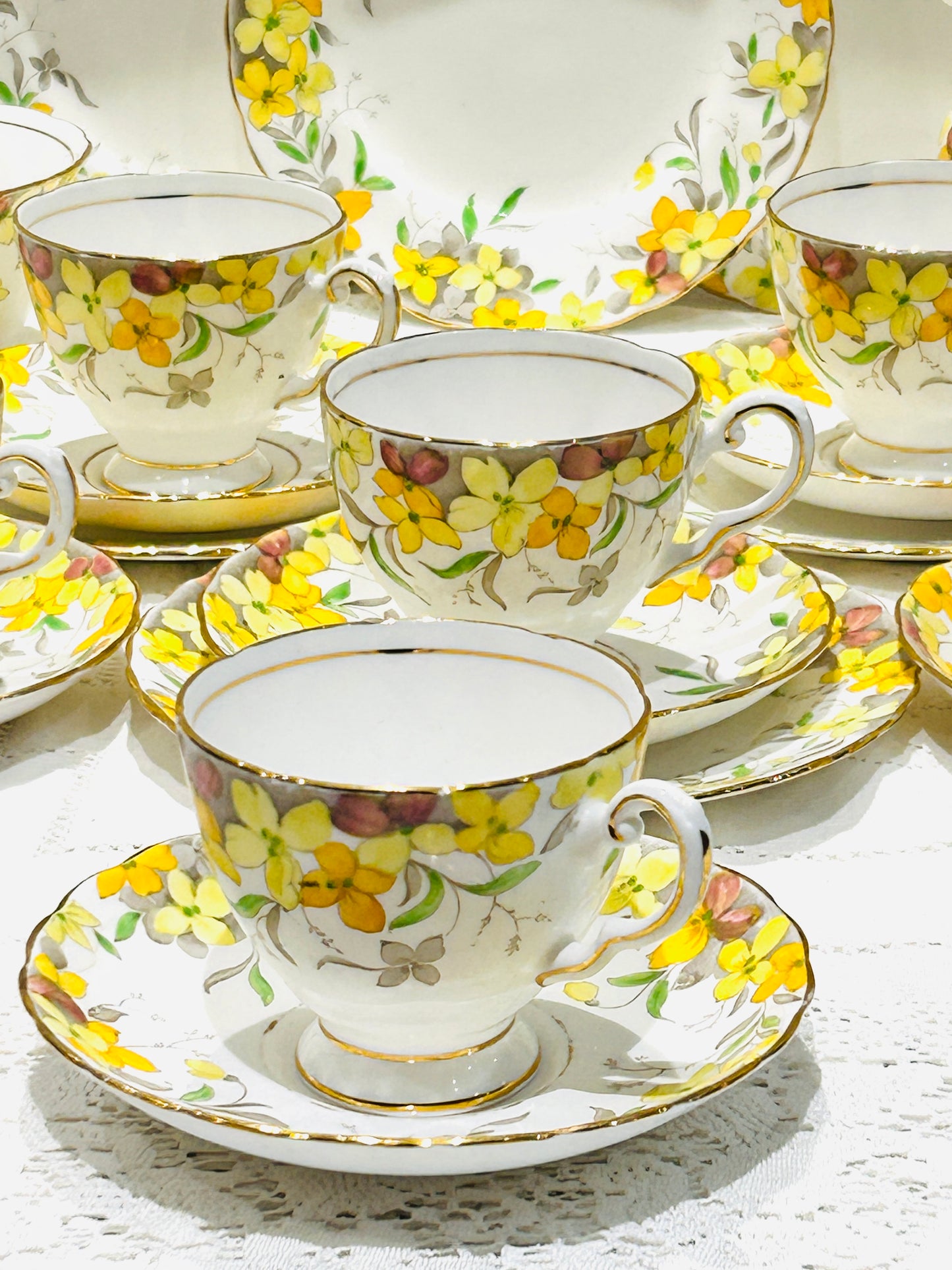 Tuscan China Yellow Floral Vintage Tea Set for 6