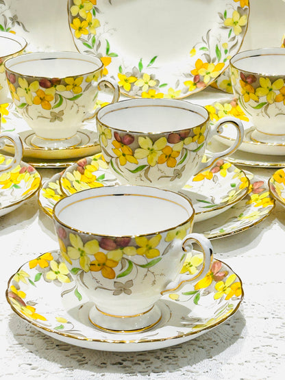 Tuscan China Yellow Floral Vintage Tea Set for 6