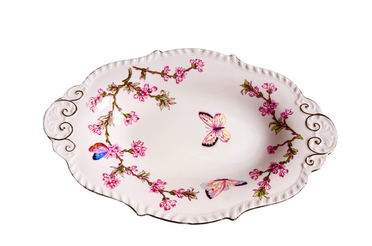 Tuscan Vintage China Pink Butterfly Table Dish for Afternoon Tea