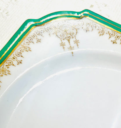 Aynsley Bone China Teacup Set – Vintage Emerald Green & Gold Filigree | Made in England