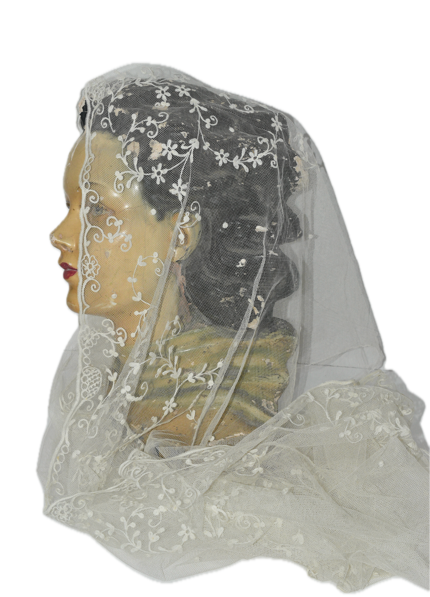 Sold Out - Vintage Lace Hand Embroidered Wedding Flounce Bridal Veil