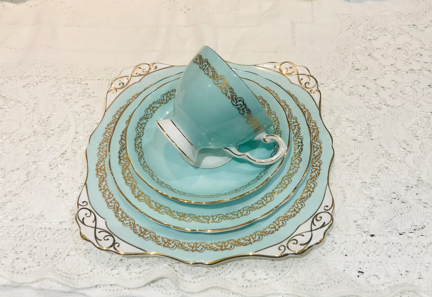 Tuscan China Robin Egg Blue Tea Set