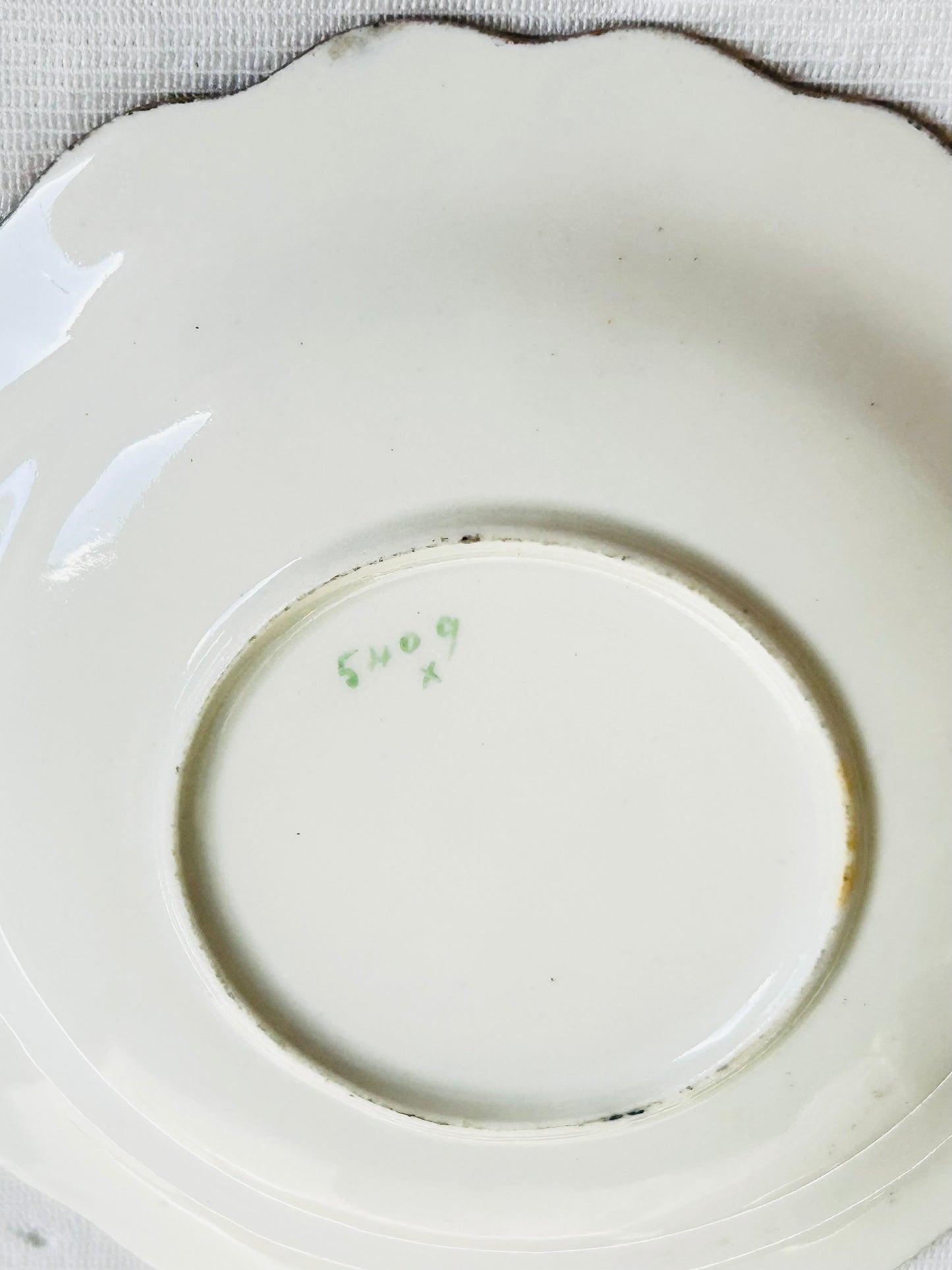 Antique Bone China Cabinet Cup – Glossy Finish, Gold Rim, Characterful Interior - European