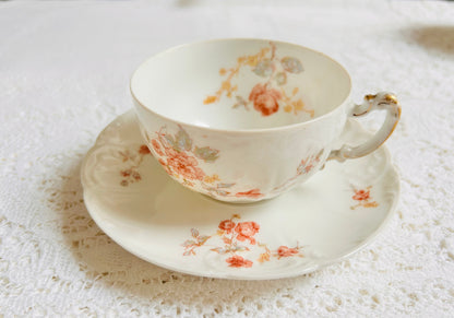 Limoges French Vintage Tea Set Apricot Flowers