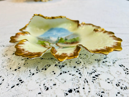 Juego de postres antiguo Crown Staffordshire Escenas de montaña Europa