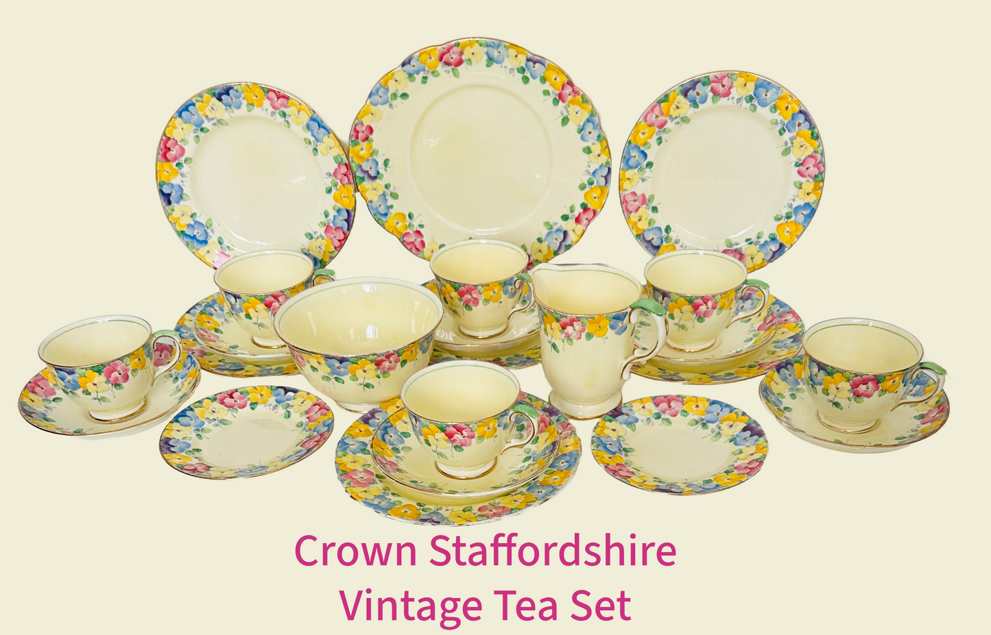 Crown Staffordshire vintage Floral Tea set for 6 People