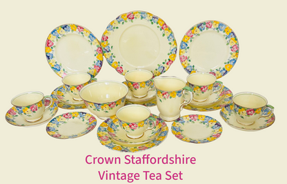 Crown Staffordshire vintage Flower Tea set