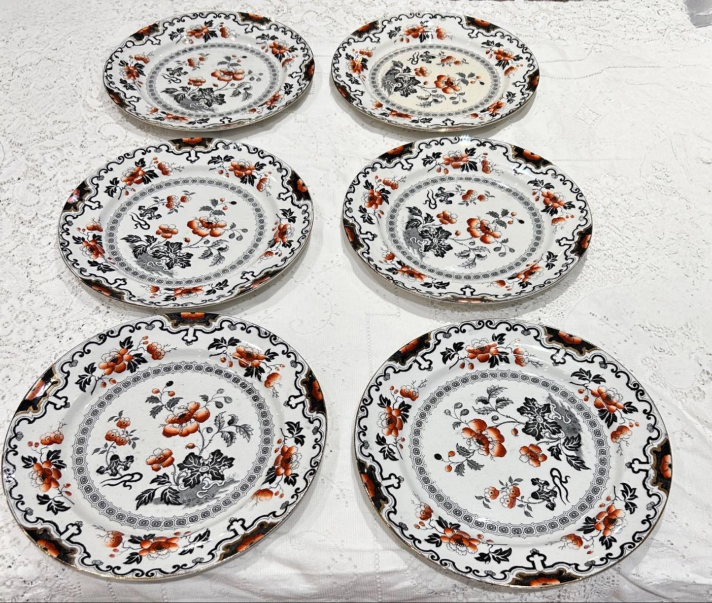 6 Antique Dinner Plates - Imperial Porcelain