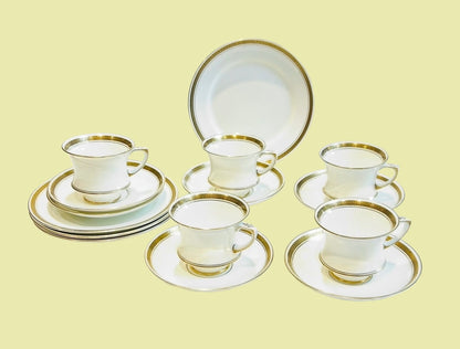 Vintage Paragon China Tea Set – Fine Bone China Teacups & Saucers – Edwardian Greek Key