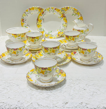 Tuscan China Yellow Floral Vintage Tea Set for 6