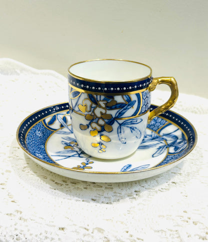 Antique Bone China Cup & Saucer Set Atheistic Blue (Af) Collectors/Cabinet Display  - vintageteacupcompany 