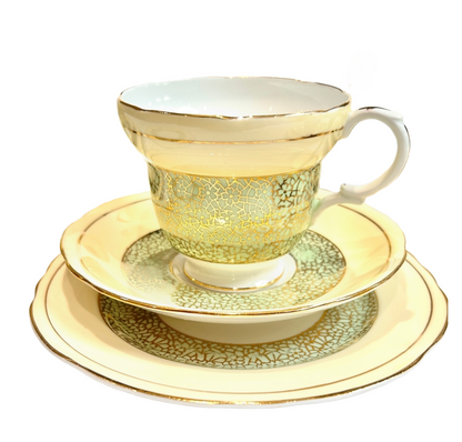 Paragon Bone China Teacup & Saucer Trio set - Green with Gold accents Vintage from England