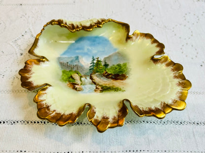 Antikes Dessertset Crown Staffordshire Mountain Scenes Europe