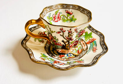 Coalport “Indian Tree” Demitasse Coffee Cup & Saucer (c. 1895–1920)
