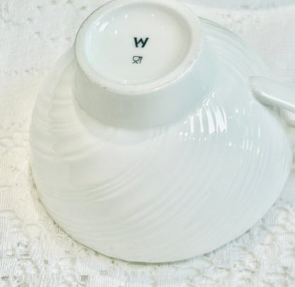 Wedgwood Ethereal 101 Bone China Cup & Saucer – Modern White Swirl Design