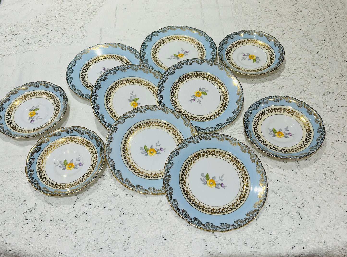 Gladstone China Duck Egg Blue Tea Plates