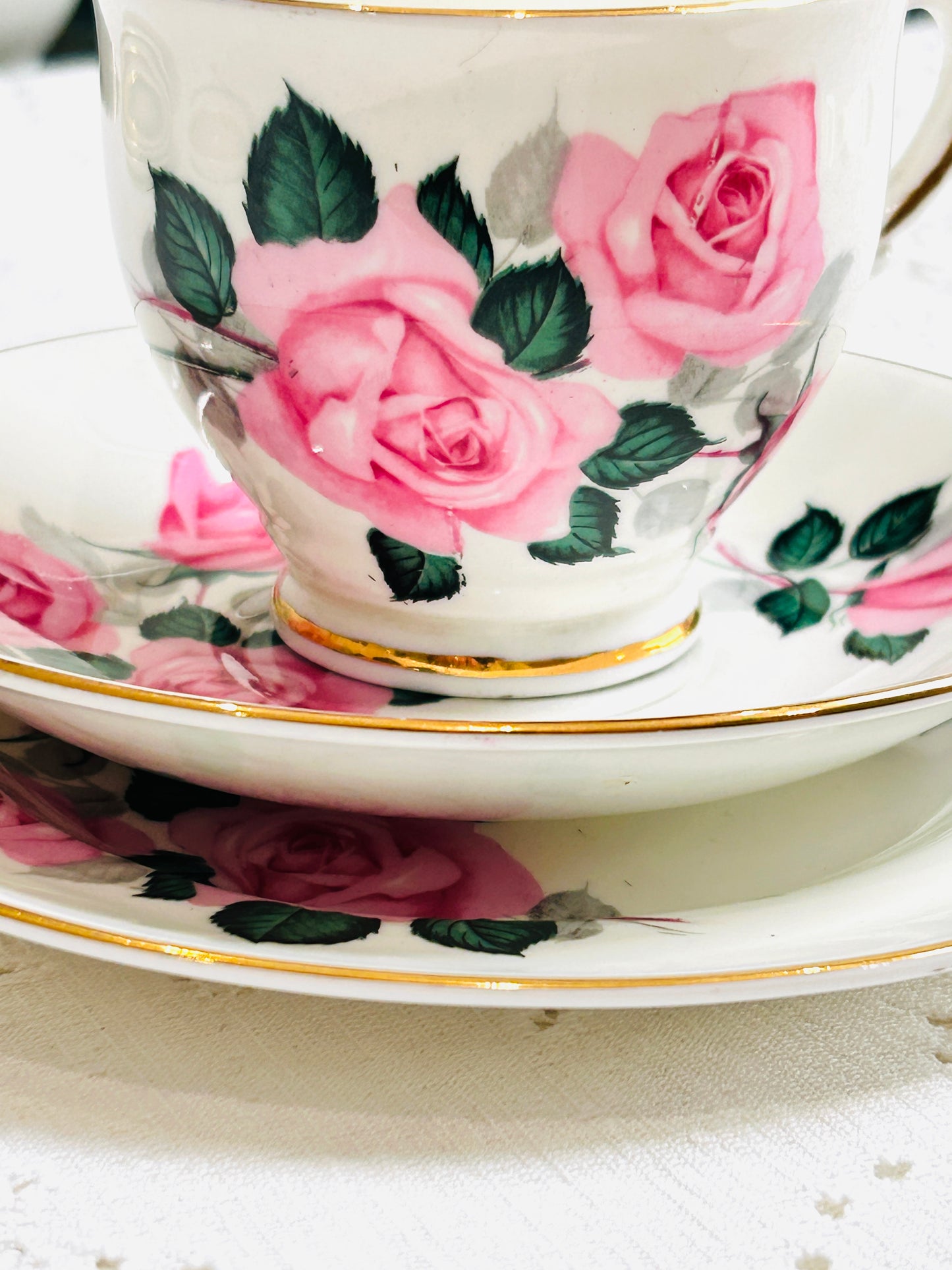 Pink Roses Teacups & Saucers Tea Set by Clare China